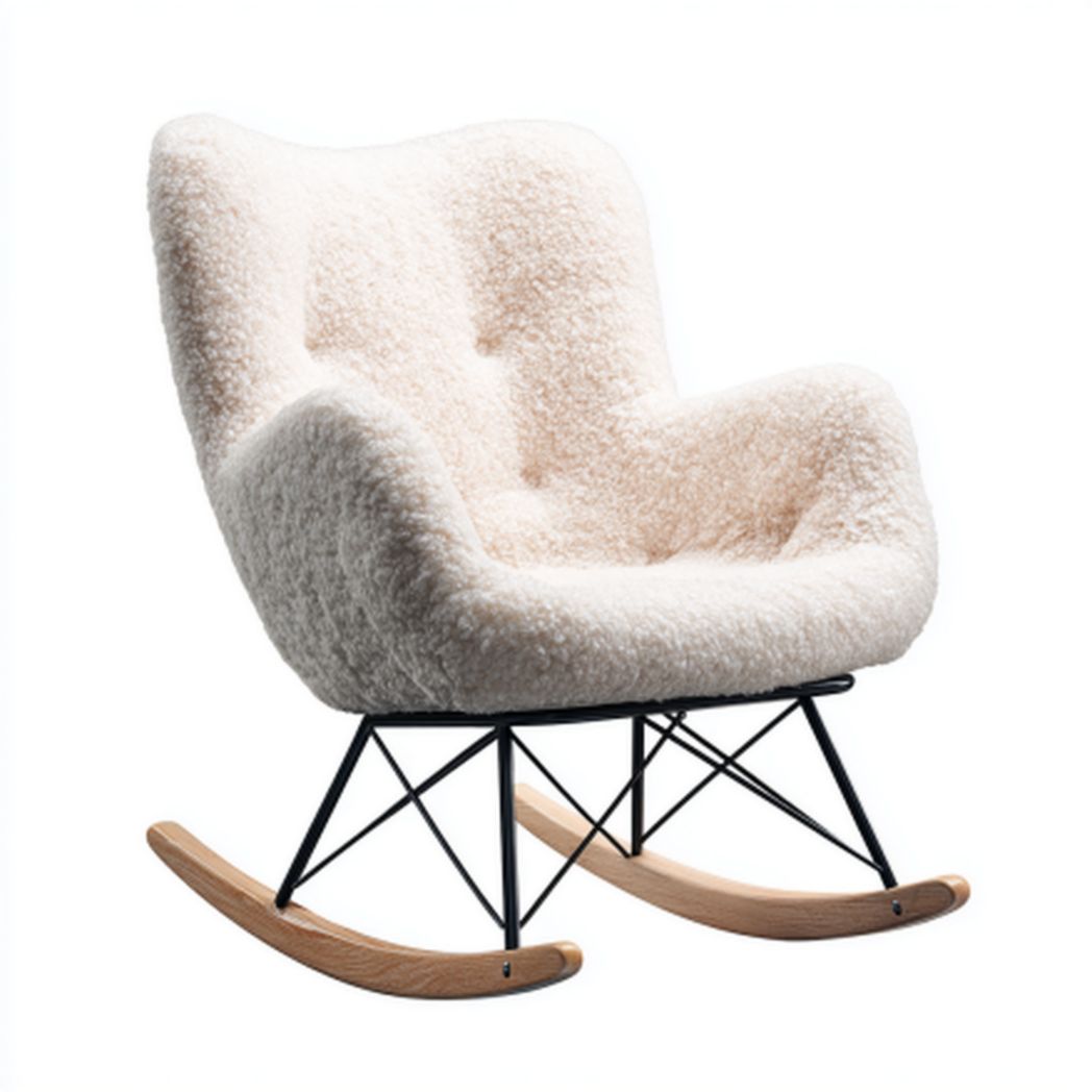 Fotel bujany z tapicerką z miękkiego materiału do relaksu w salonie - 75 x 70 x 85