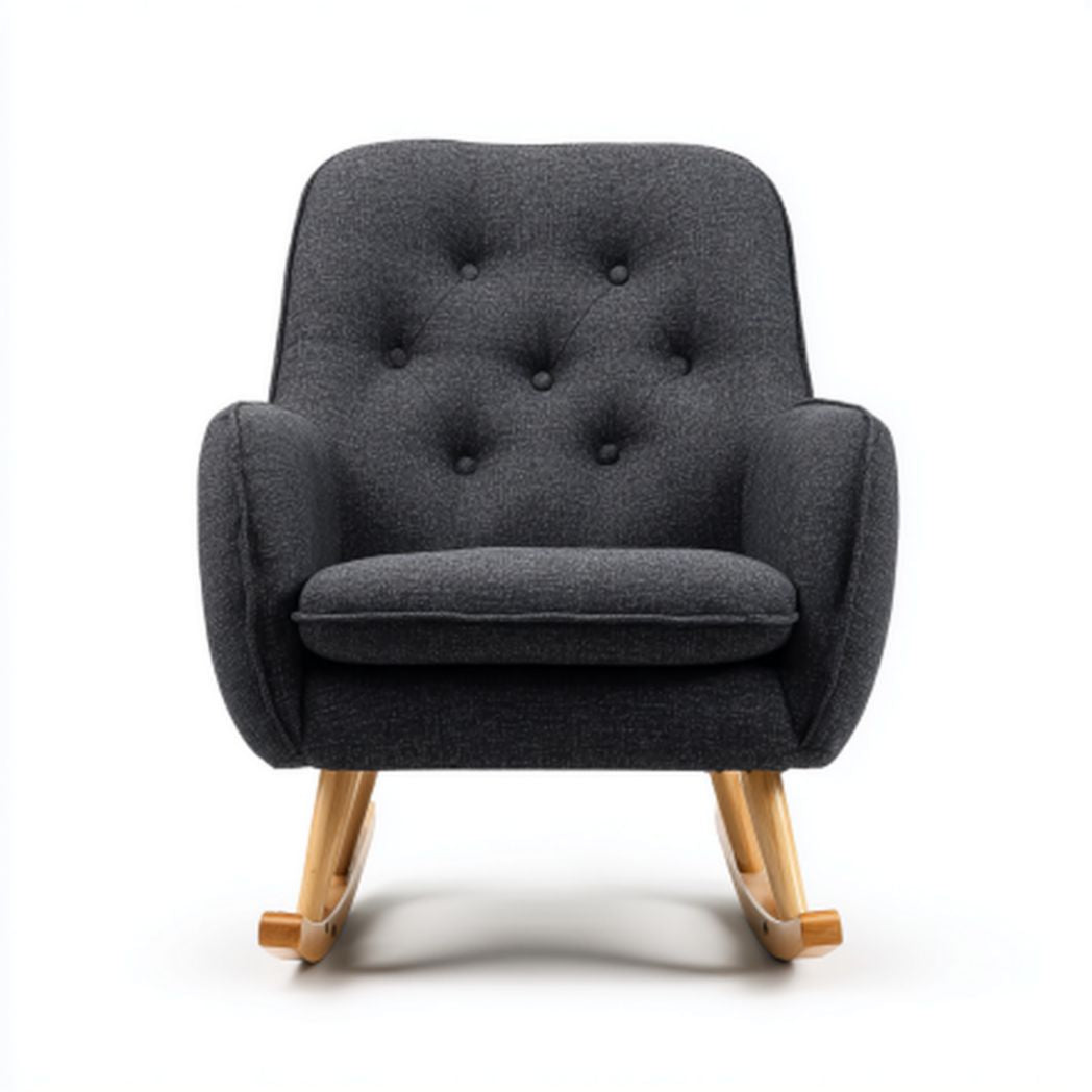 Fotel bujany z tkaniny w kolorze szarym - 75 x 70 x 90